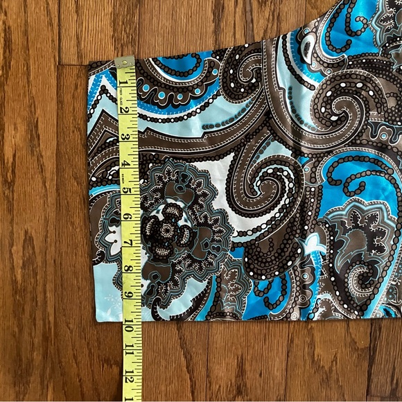 Neckwear/scarf turquoise brown blue white tan colors, various options to wear - Picture 4 of 6